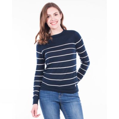 Sueter Brakeburn Stripe Knitted Mujer Azul Marino - Chile KLW650738